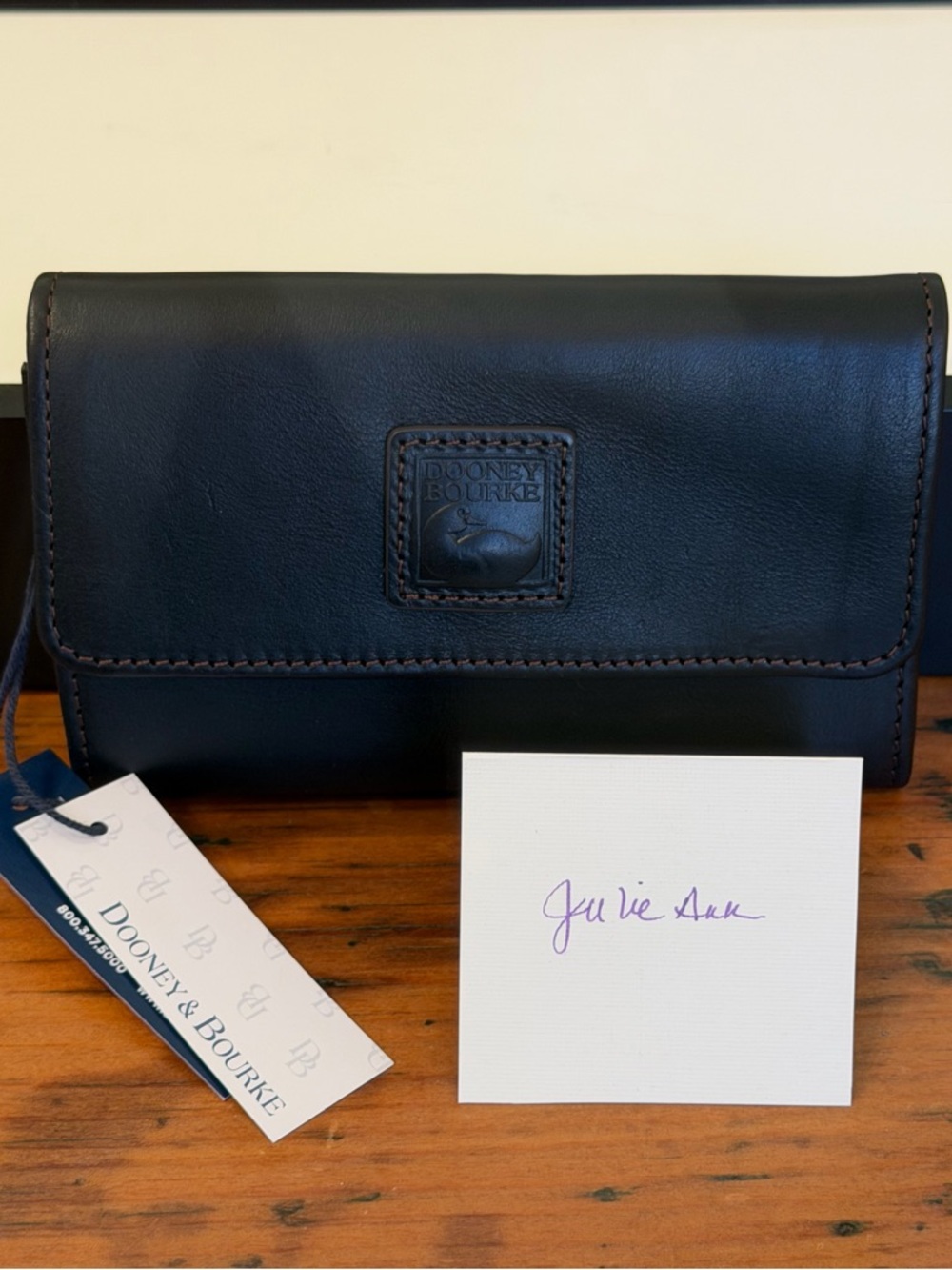 NEW Dooney & Bourke Florentine Black Leather Flap Wallet